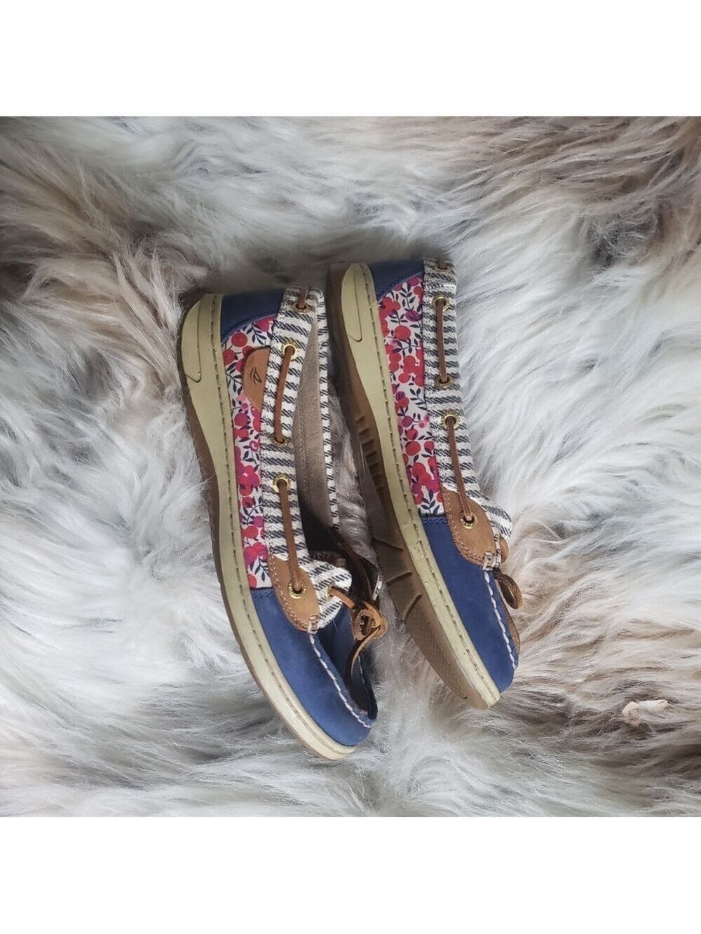 Sperry Periwinkle Cherry Print Shoes - Picture 2 of 7